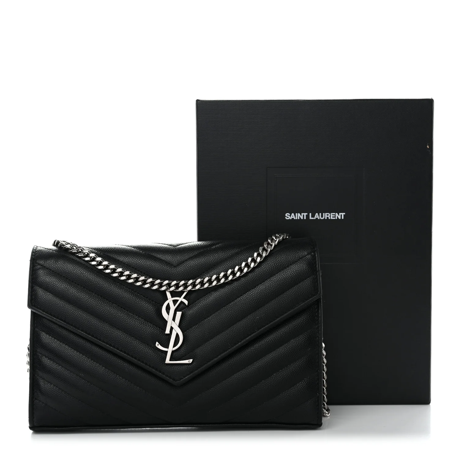 Grain De Poudre Matelasse Chevron Monogram Chain Wallet Black - Image 16