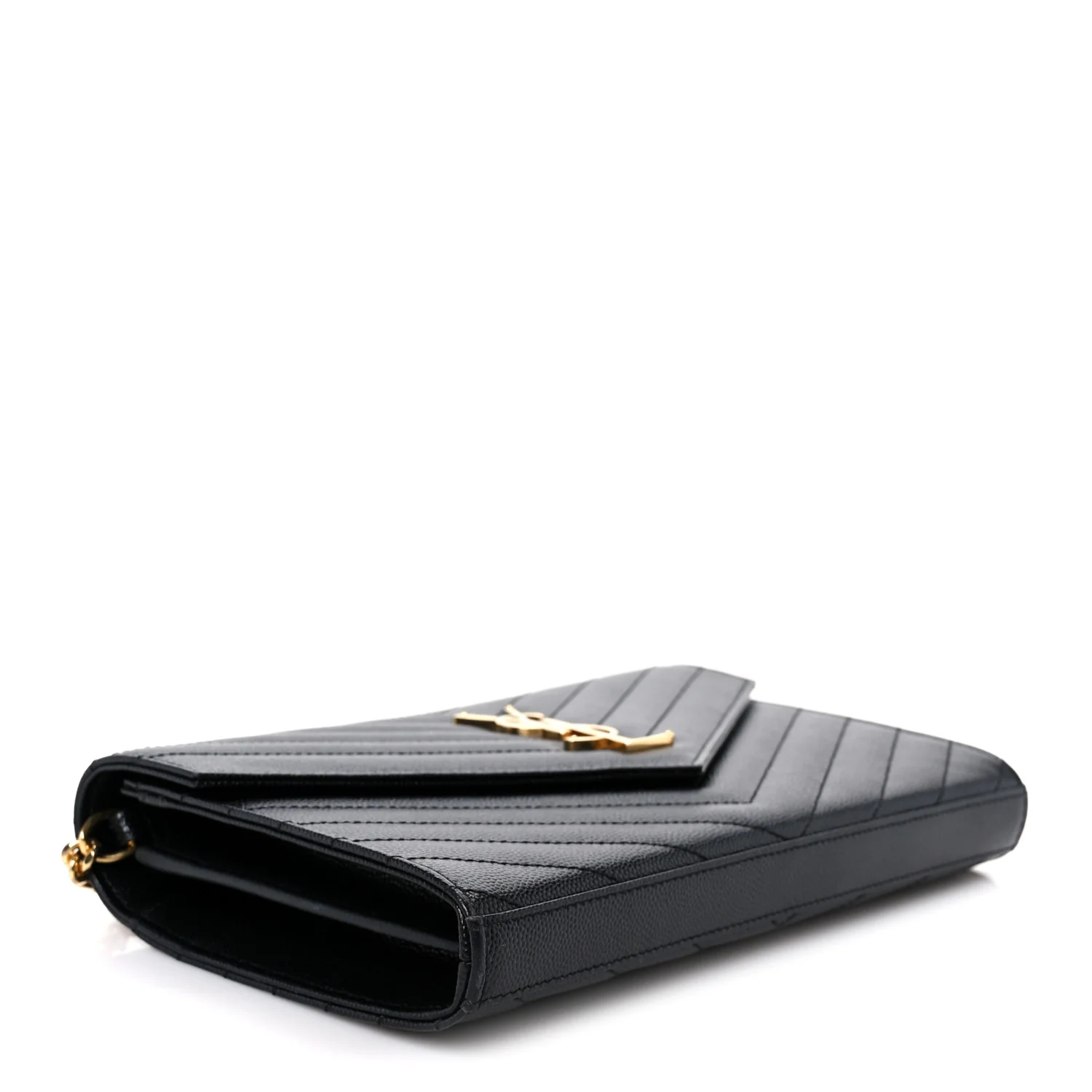 Grain De Poudre Matelasse Chevron Monogram Chain Wallet Black - Image 4