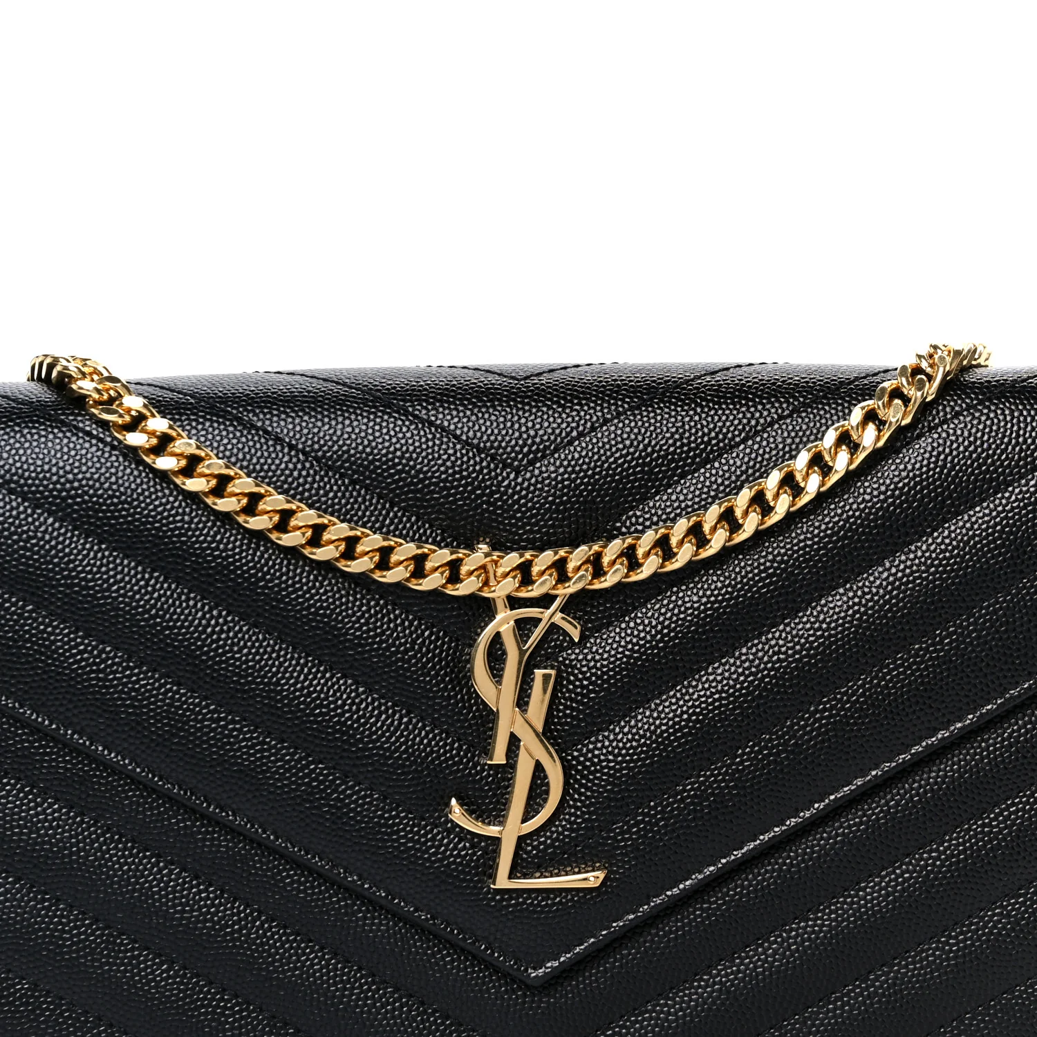Grain De Poudre Matelasse Chevron Monogram Chain Wallet Black - Image 7
