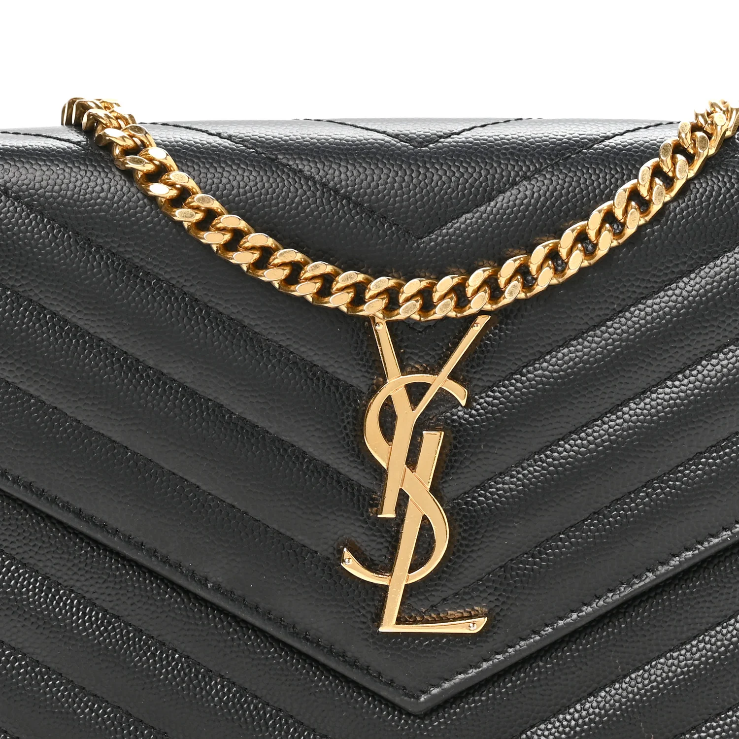 Grain De Poudre Matelasse Chevron Monogram Chain Wallet Black - Image 5