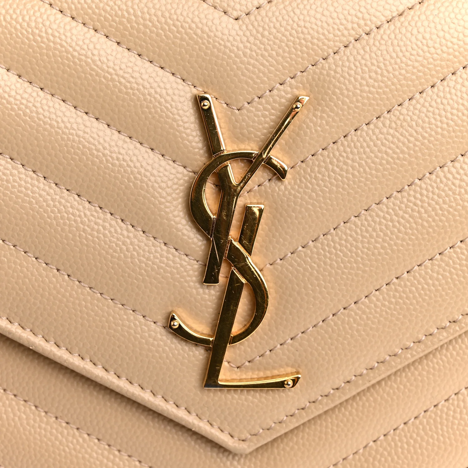 Grain De Poudre Matelasse Chevron Monogram Chain Wallet Dark Beige - Image 10