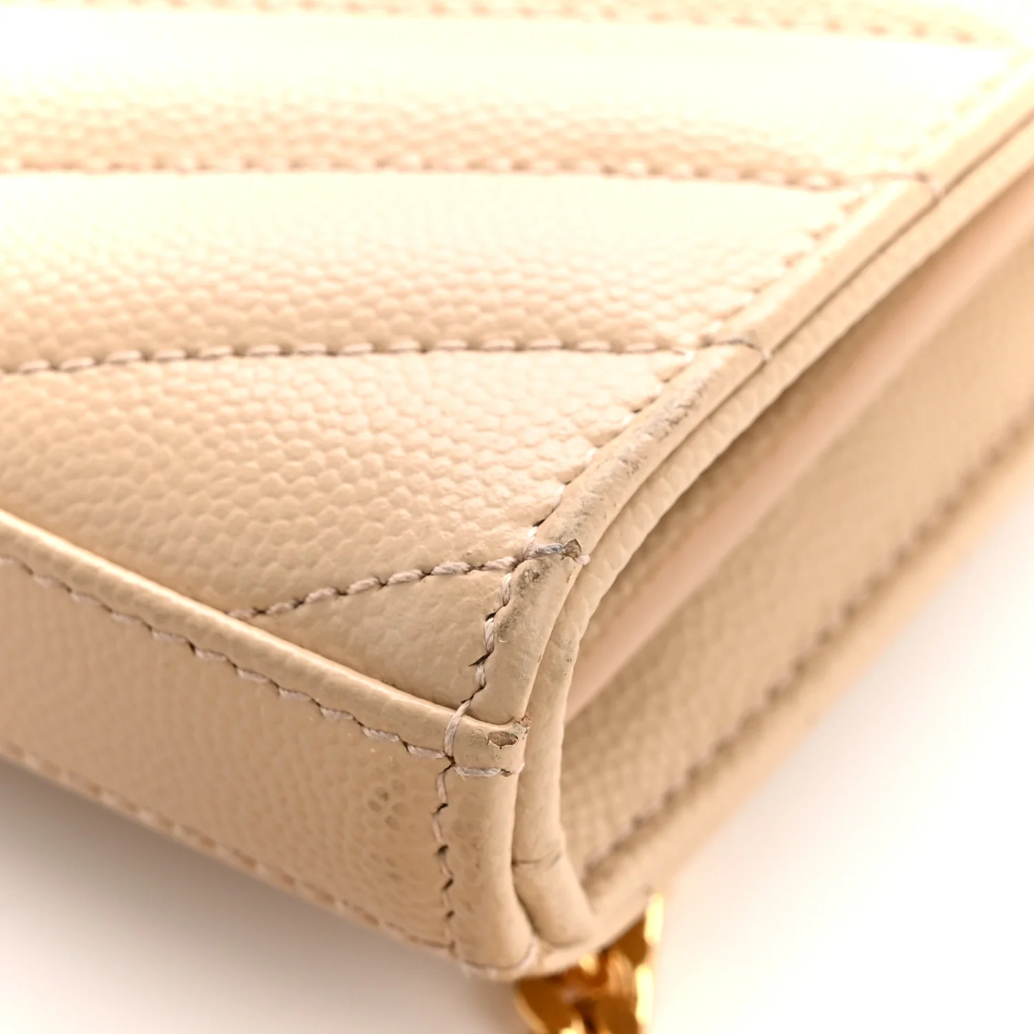 Grain De Poudre Matelasse Chevron Monogram Chain Wallet Dark Beige - Image 11