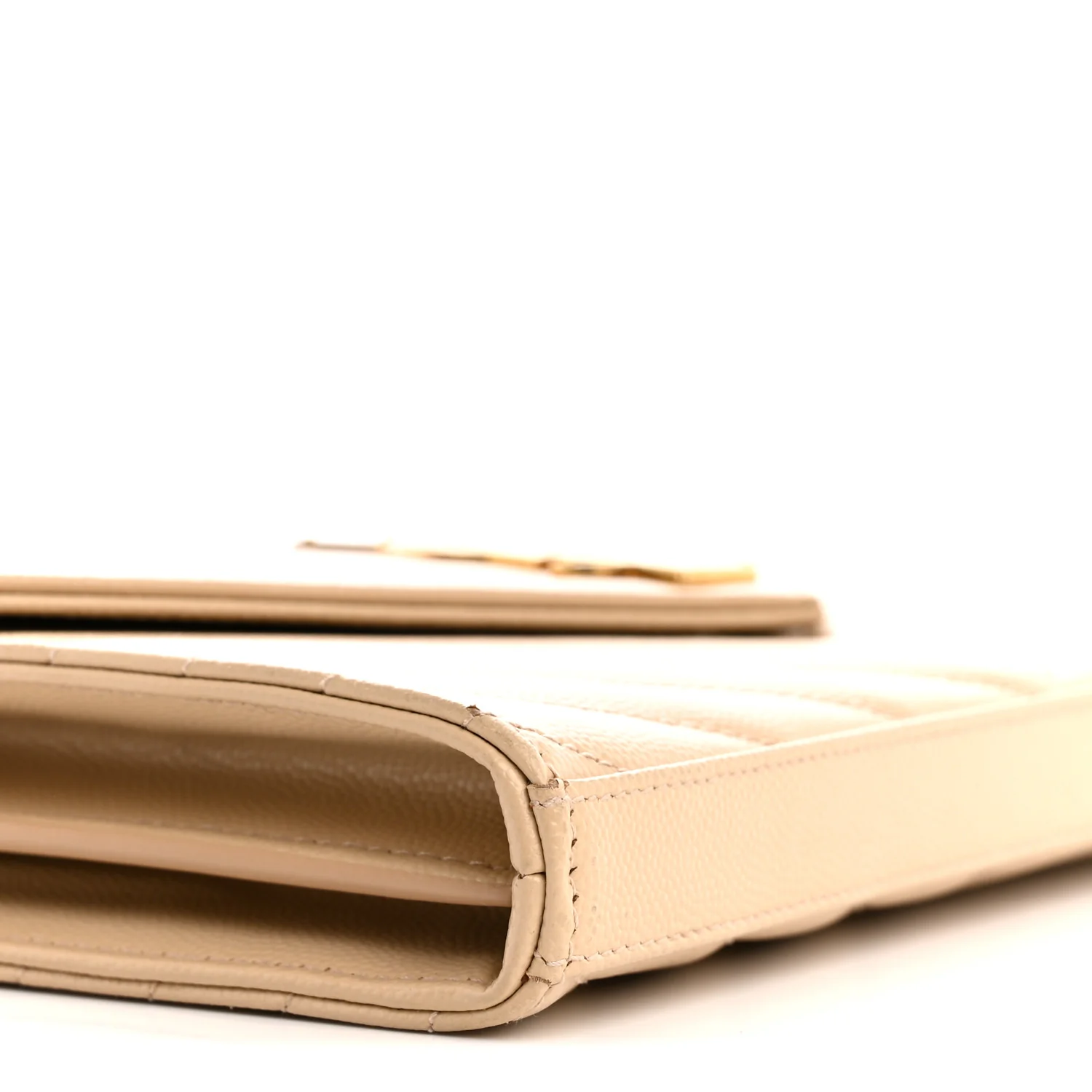 Grain De Poudre Matelasse Chevron Monogram Chain Wallet Dark Beige - Image 8