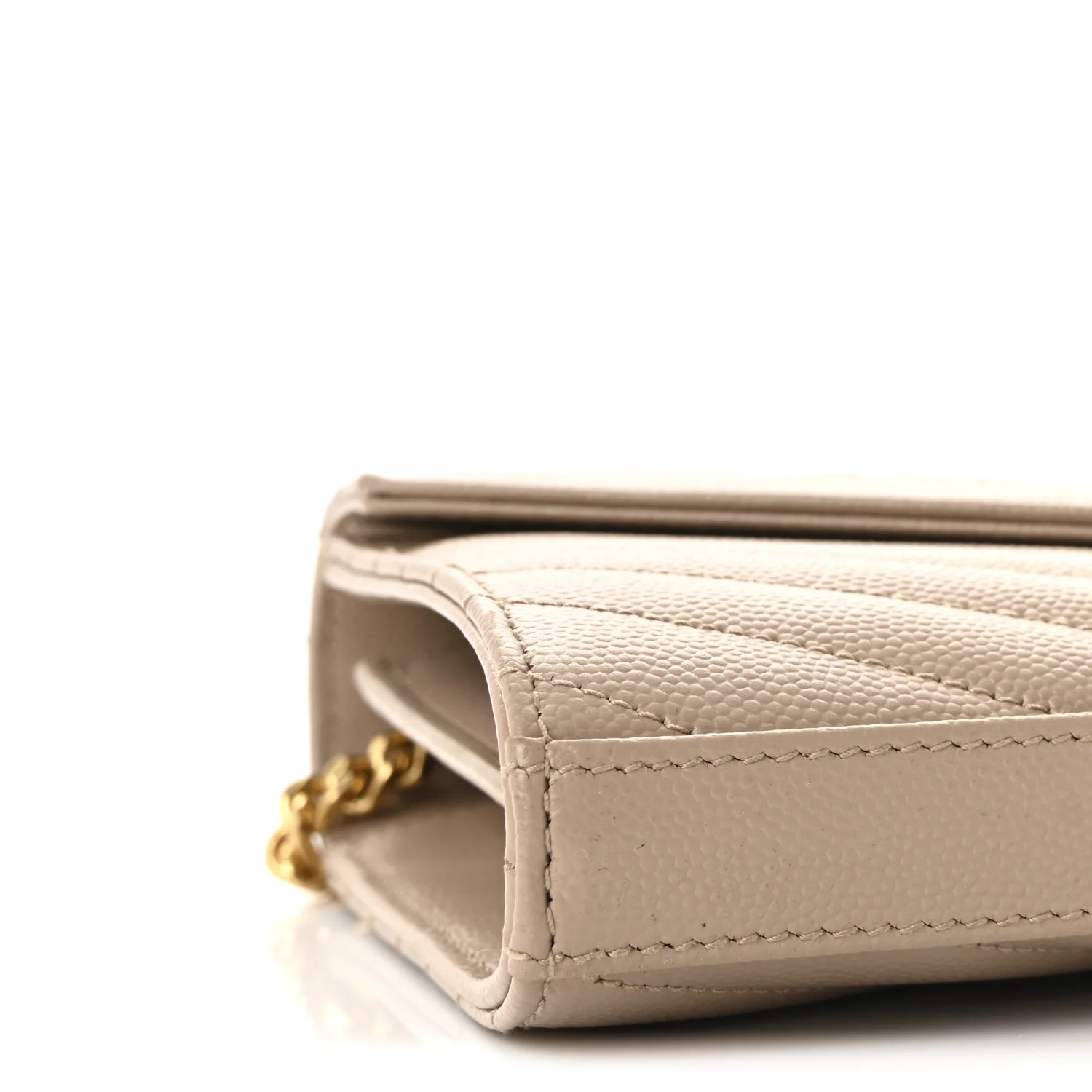 Grain De Poudre Matelasse Chevron Monogram Chain Wallet Dark Beige - Image 8