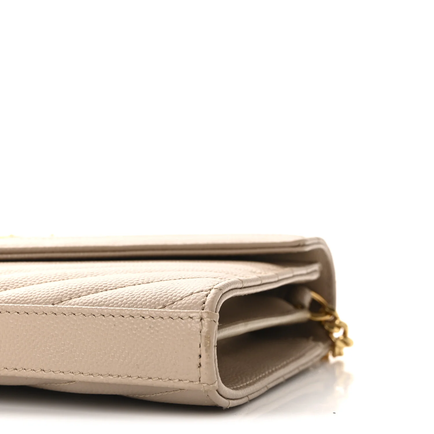 Grain De Poudre Matelasse Chevron Monogram Chain Wallet Dark Beige - Image 9