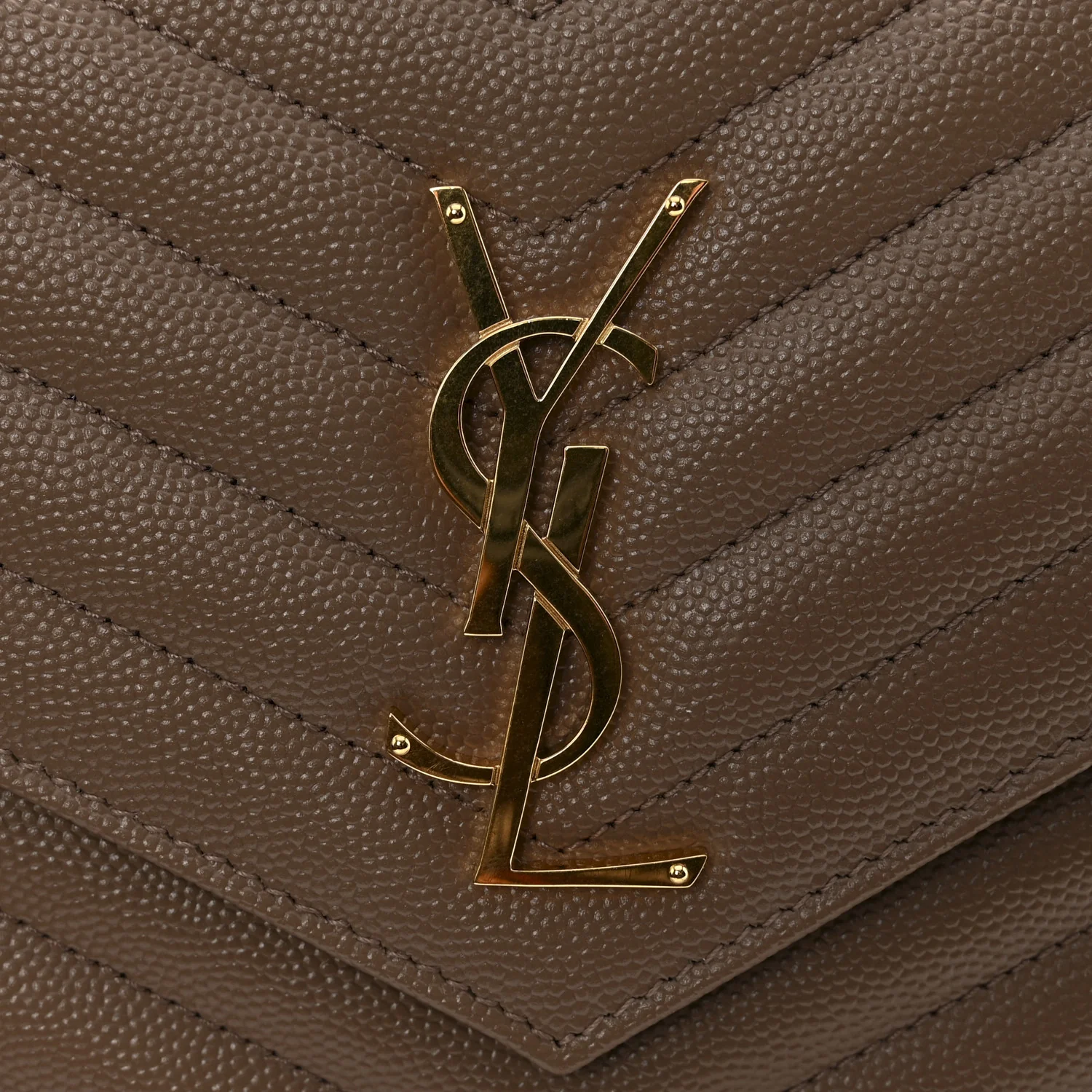 Grain De Poudre Matelasse Chevron Monogram Chain Wallet Dark Beige - Image 11