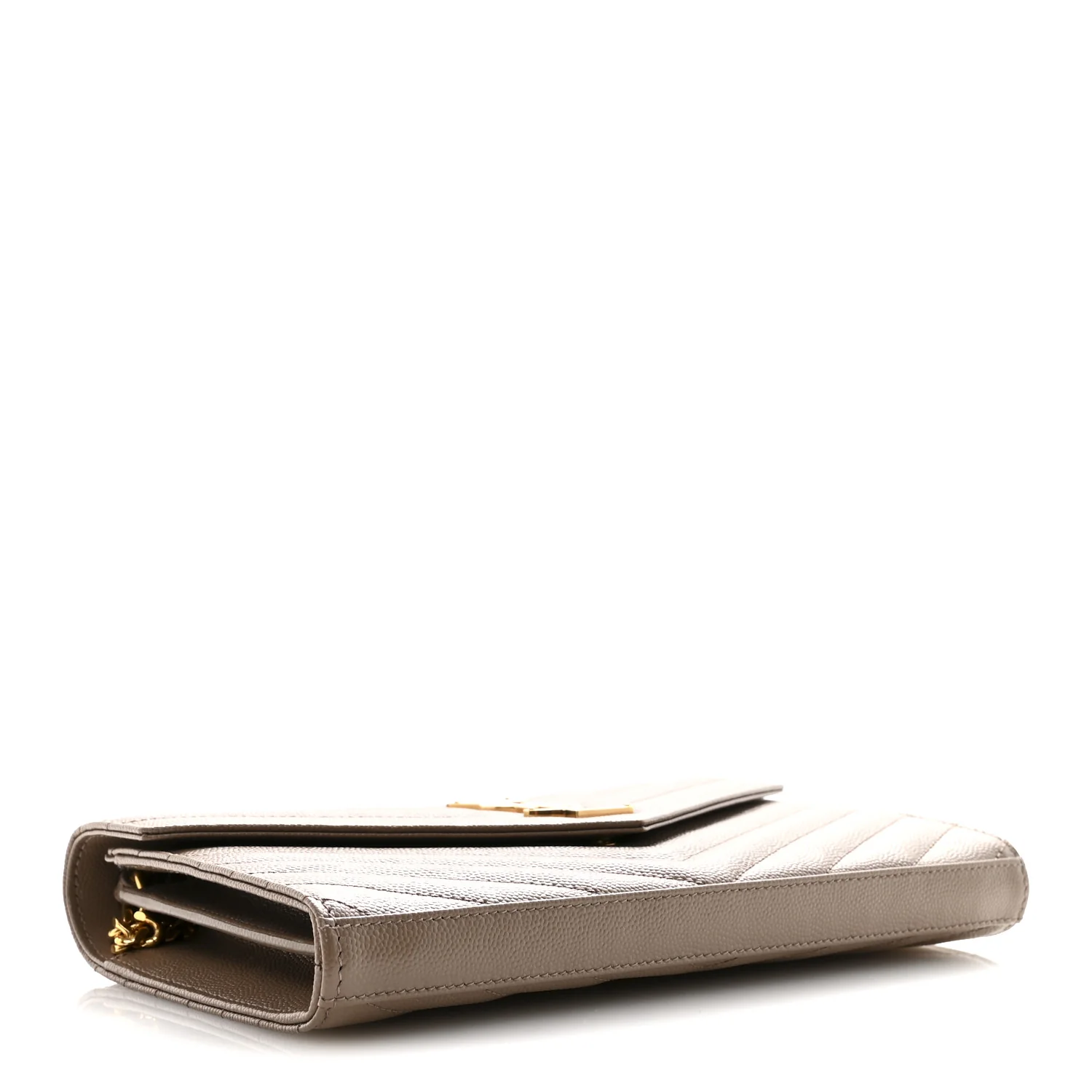 Grain De Poudre Matelasse Chevron Monogram Chain Wallet Dark Beige - Image 4
