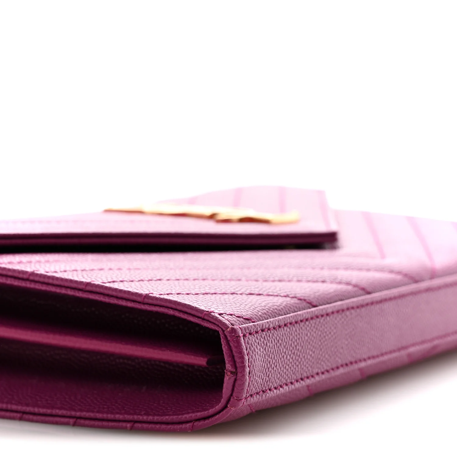Grain De Poudre Matelasse Chevron Monogram Chain Wallet Dark Grape - Image 9