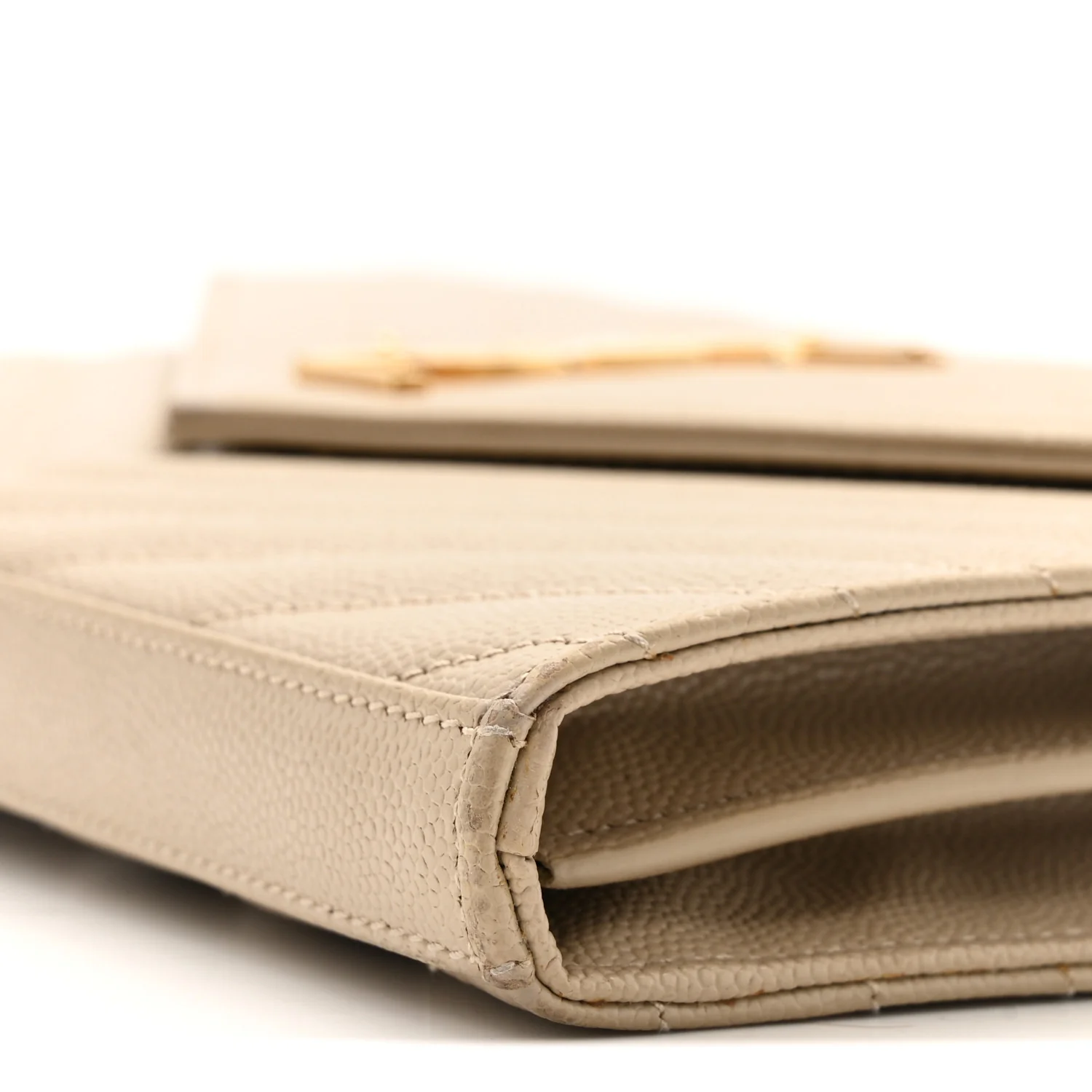 Grain De Poudre Matelasse Chevron Monogram Chain Wallet Dark Latte - Image 10