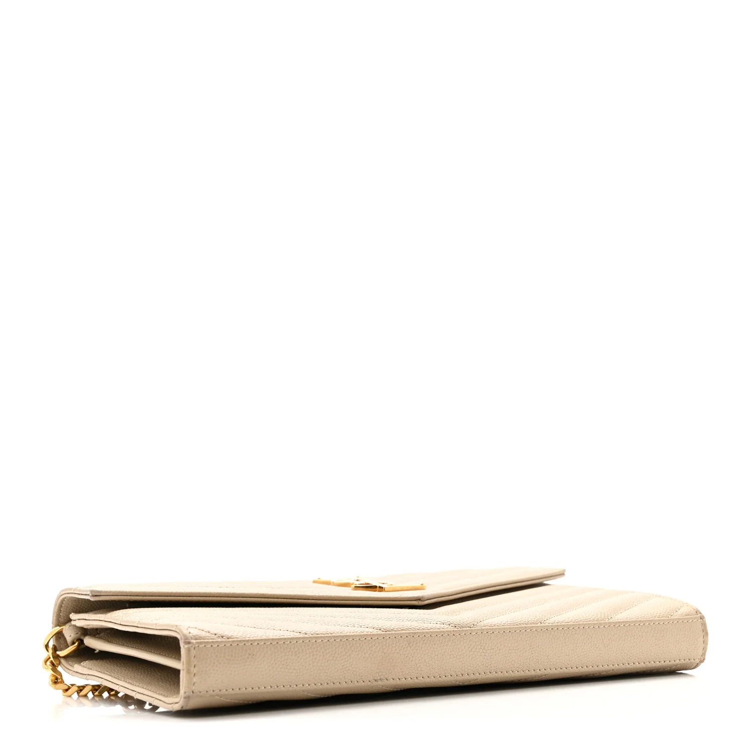 Grain De Poudre Matelasse Chevron Monogram Chain Wallet Dark Latte - Image 4