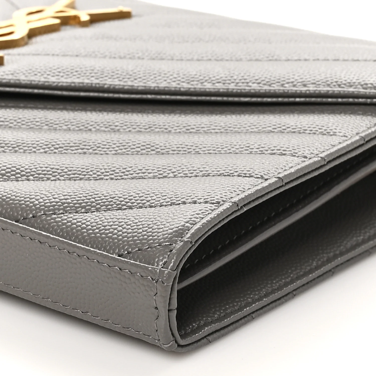 Grain De Poudre Matelasse Chevron Monogram Chain Wallet Fog - Image 10