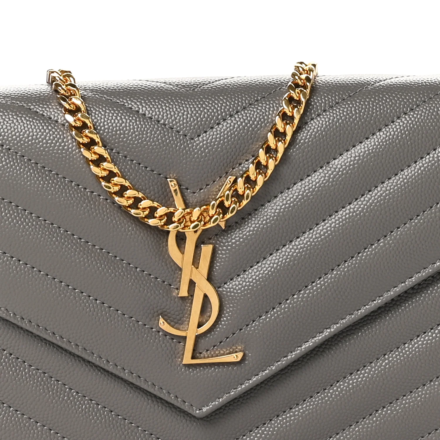 Grain De Poudre Matelasse Chevron Monogram Chain Wallet Fog - Image 8