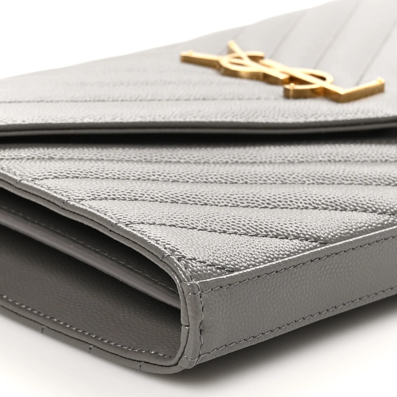 Grain De Poudre Matelasse Chevron Monogram Chain Wallet Fog - Image 9