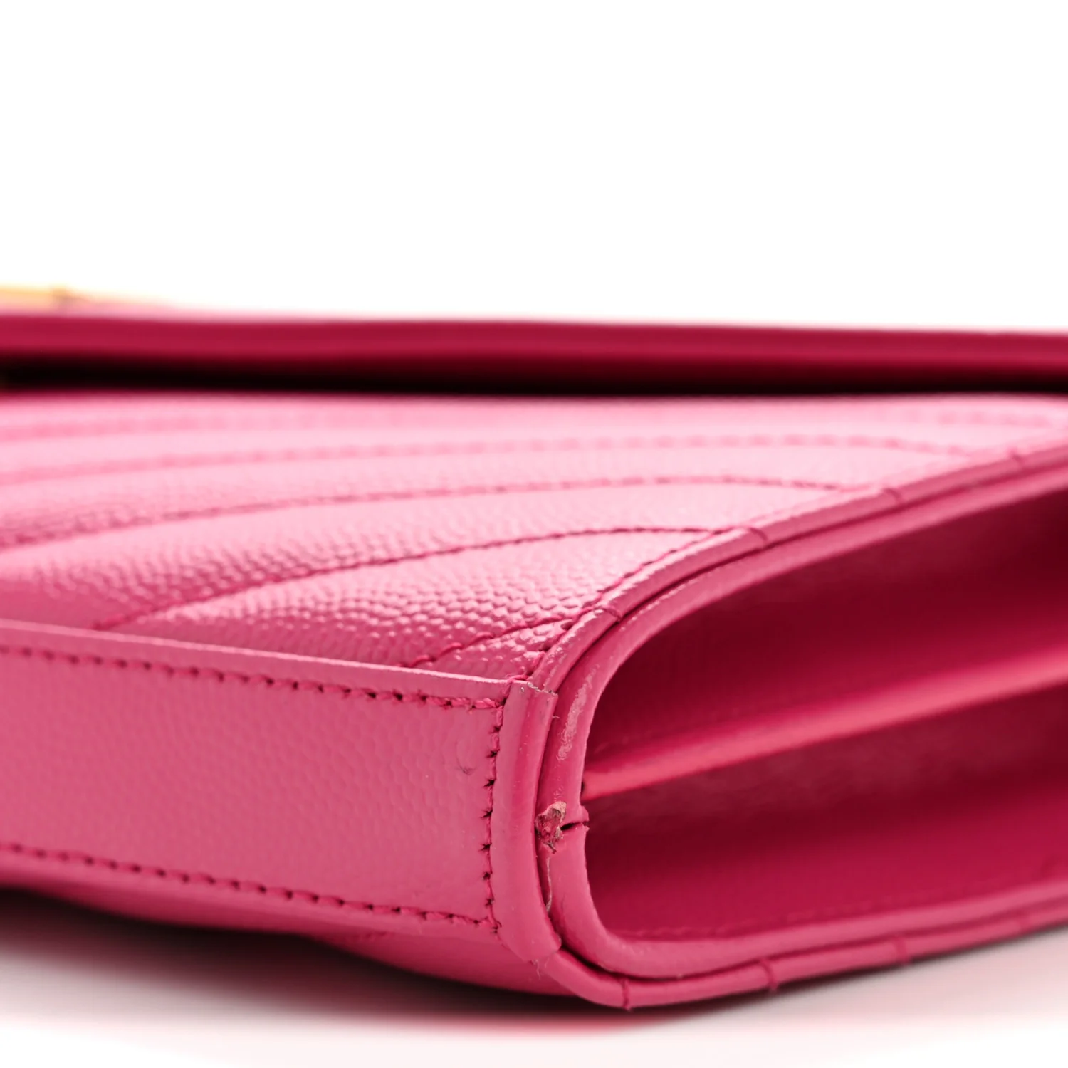 Grain De Poudre Matelasse Chevron Monogram Chain Wallet Hot Pink - Image 10
