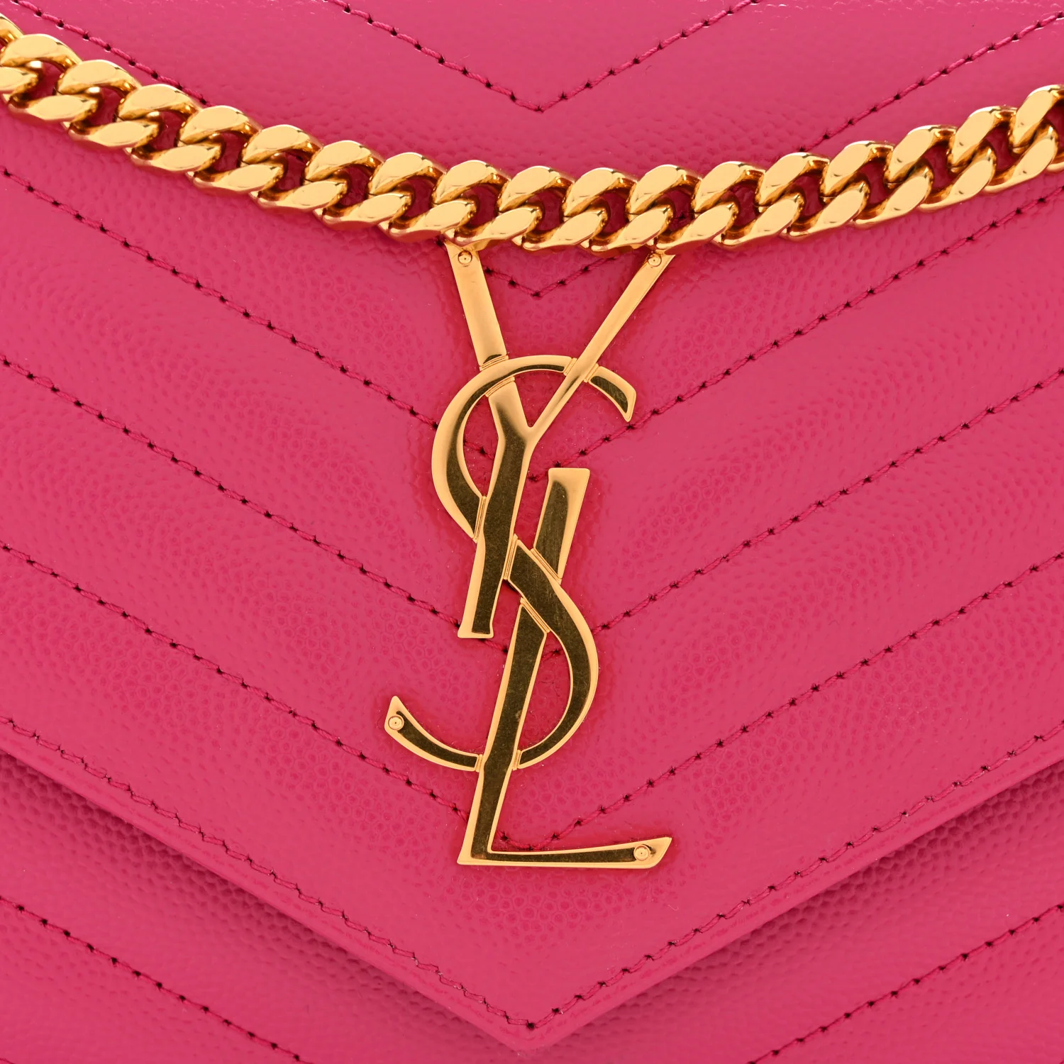 Grain De Poudre Matelasse Chevron Monogram Chain Wallet Hot Pink - Image 11