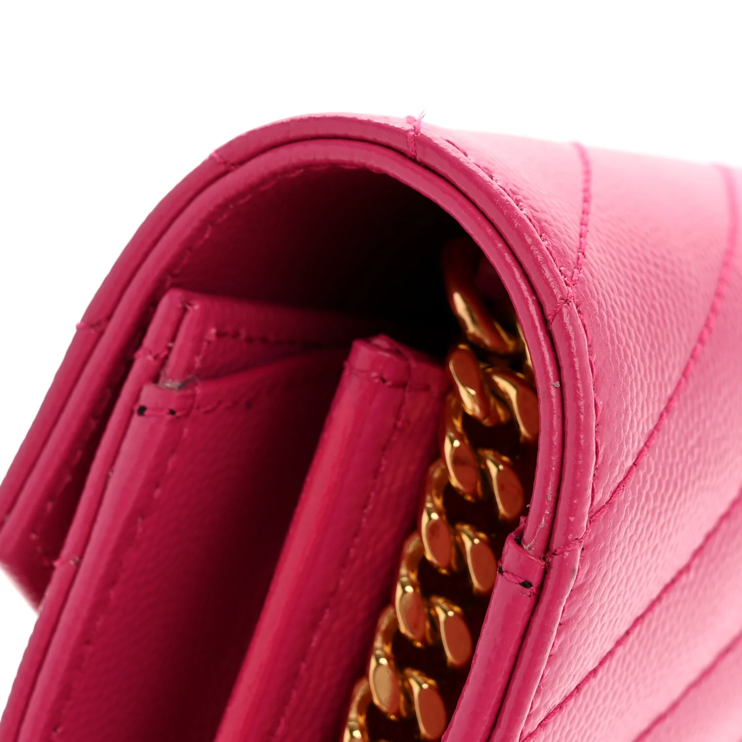 Grain De Poudre Matelasse Chevron Monogram Chain Wallet Hot Pink - Image 12