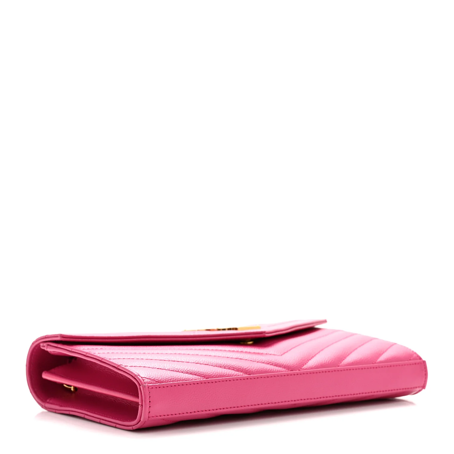 Grain De Poudre Matelasse Chevron Monogram Chain Wallet Hot Pink - Image 4