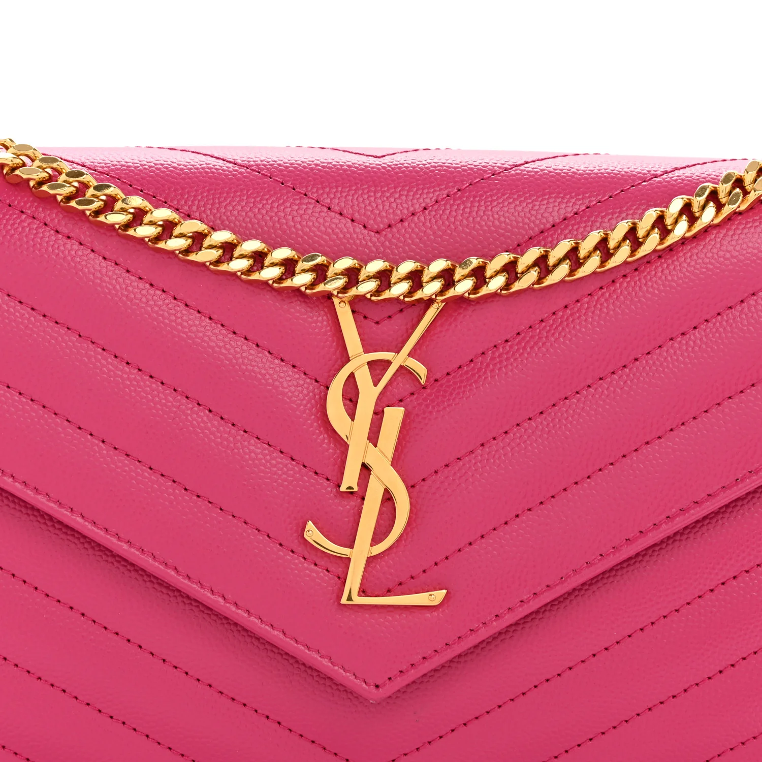 Grain De Poudre Matelasse Chevron Monogram Chain Wallet Hot Pink - Image 8