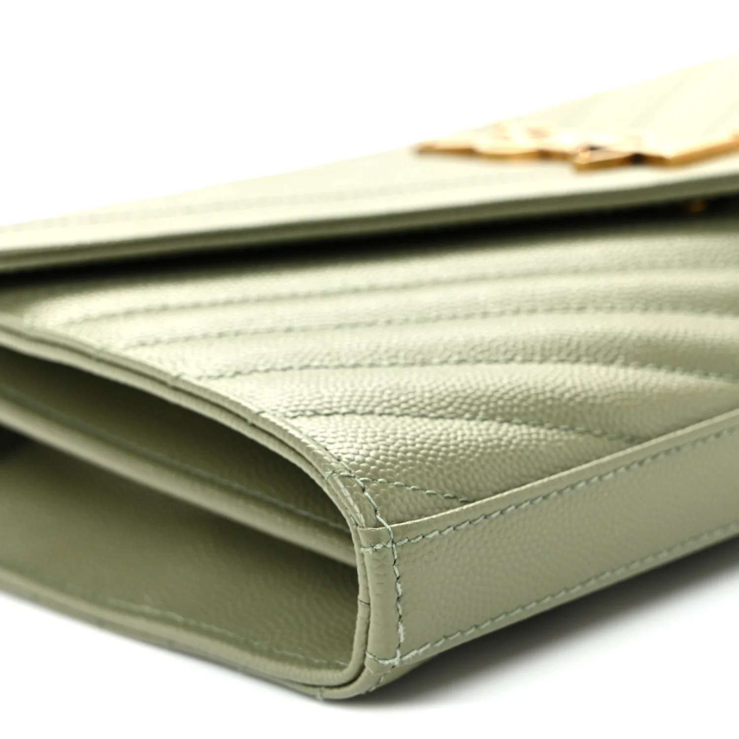 Grain De Poudre Matelasse Chevron Monogram Chain Wallet Light Sage - Image 8
