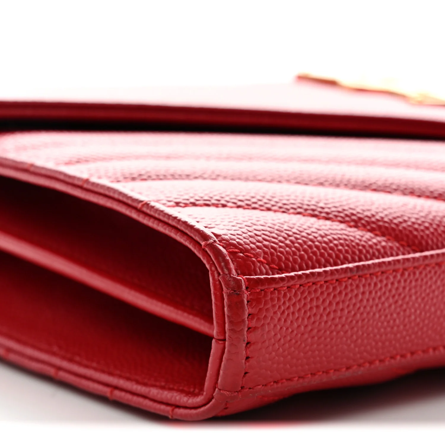 Grain De Poudre Matelasse Chevron Monogram Chain Wallet New Red - Image 10