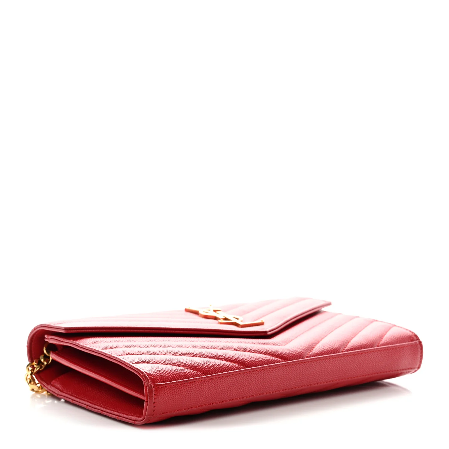 Grain De Poudre Matelasse Chevron Monogram Chain Wallet New Red - Image 4