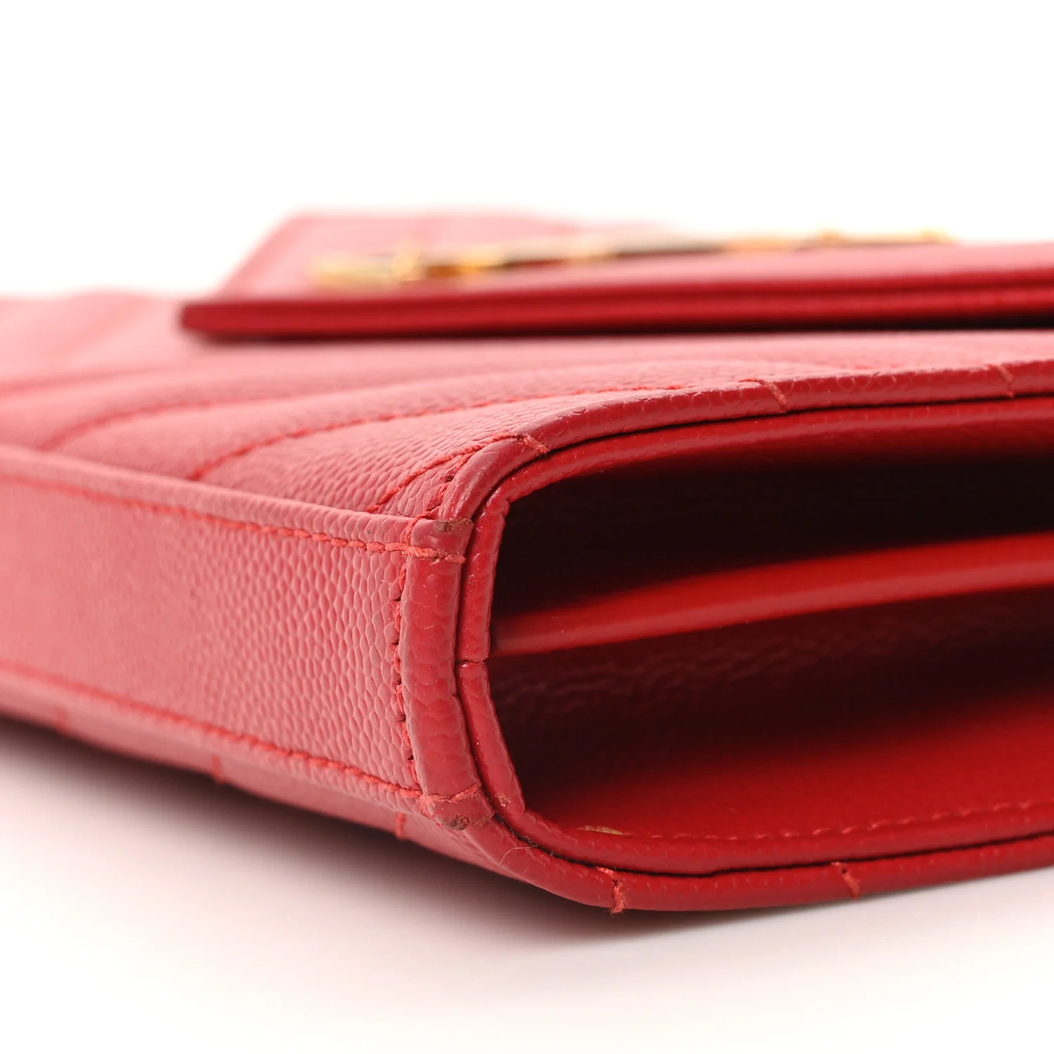 Grain De Poudre Matelasse Chevron Monogram Chain Wallet Red - Image 9