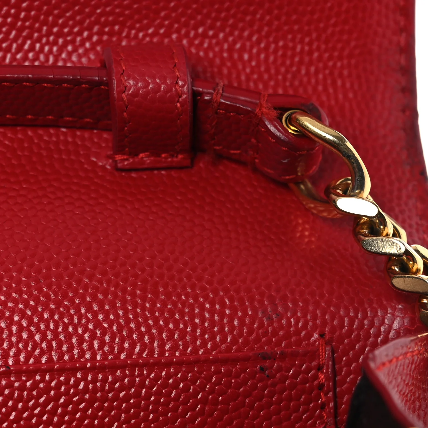Grain De Poudre Matelasse Chevron Monogram Chain Wallet Red - Image 12