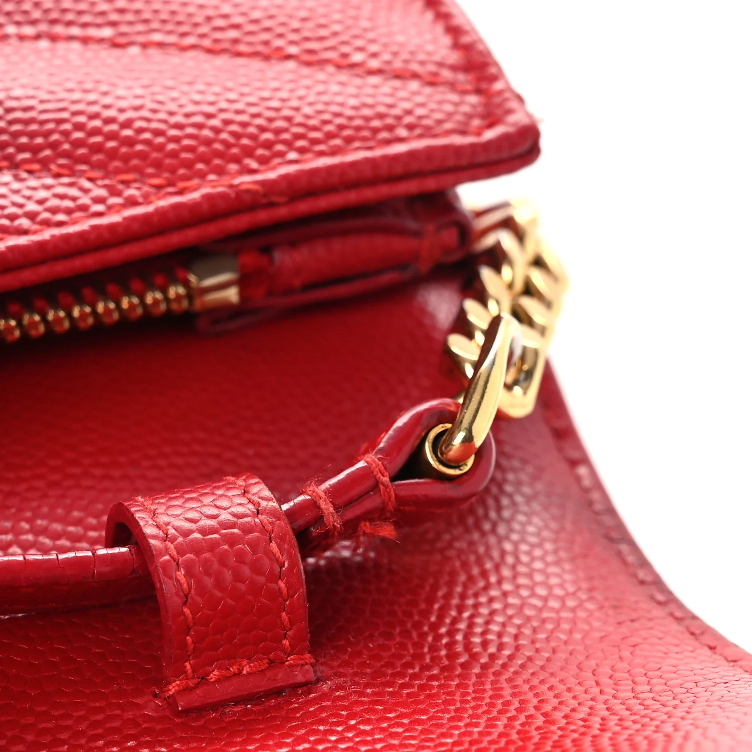 Grain De Poudre Matelasse Chevron Monogram Chain Wallet Red - Image 15