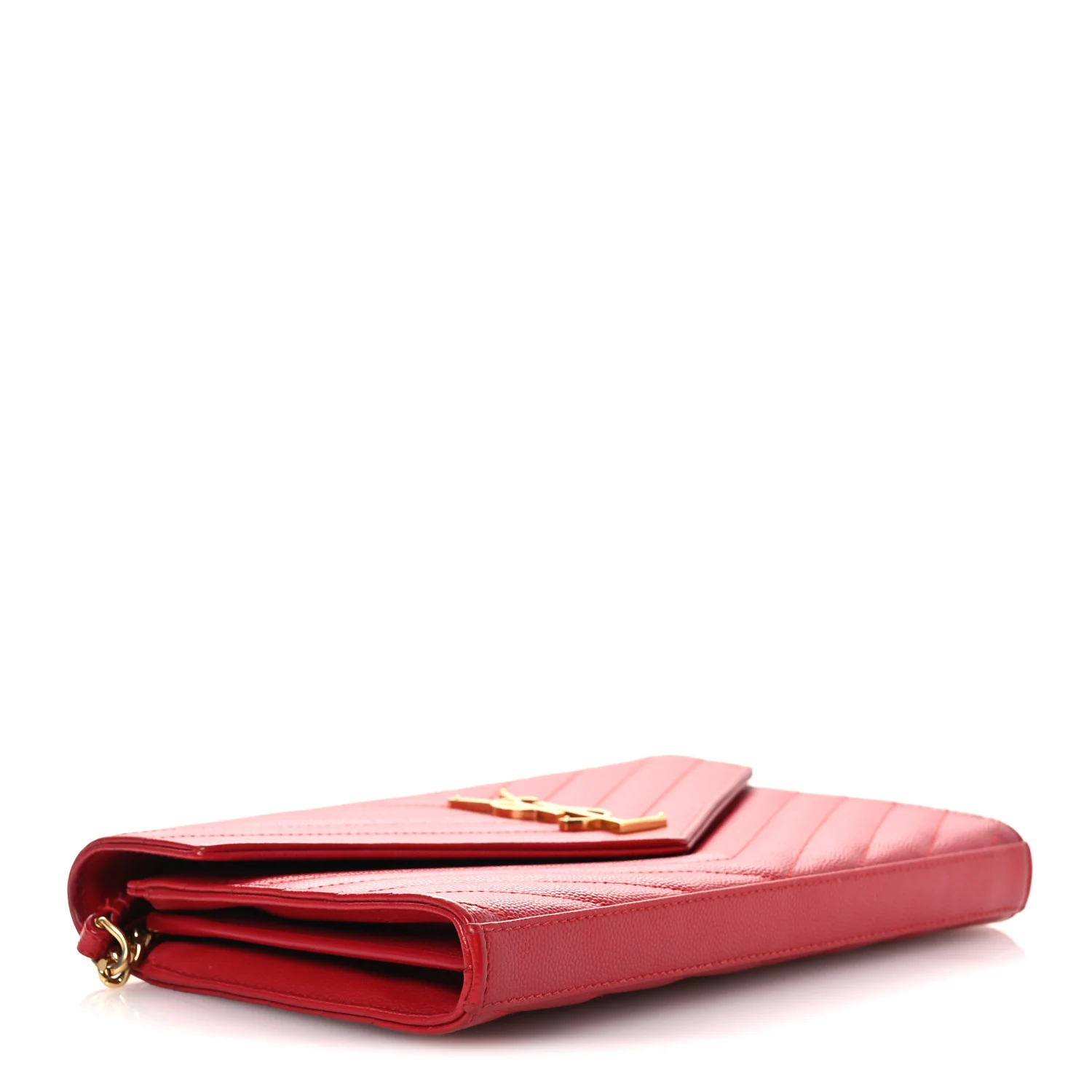 Grain De Poudre Matelasse Chevron Monogram Chain Wallet Red - Image 4