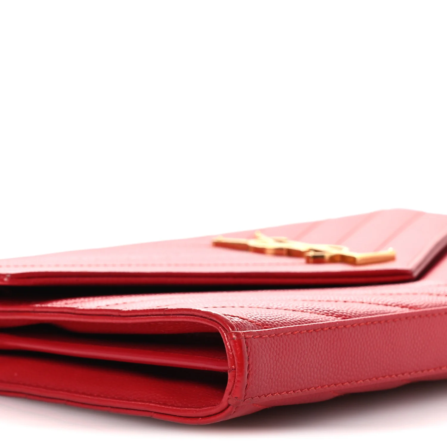 Grain De Poudre Matelasse Chevron Monogram Chain Wallet Red - Image 9