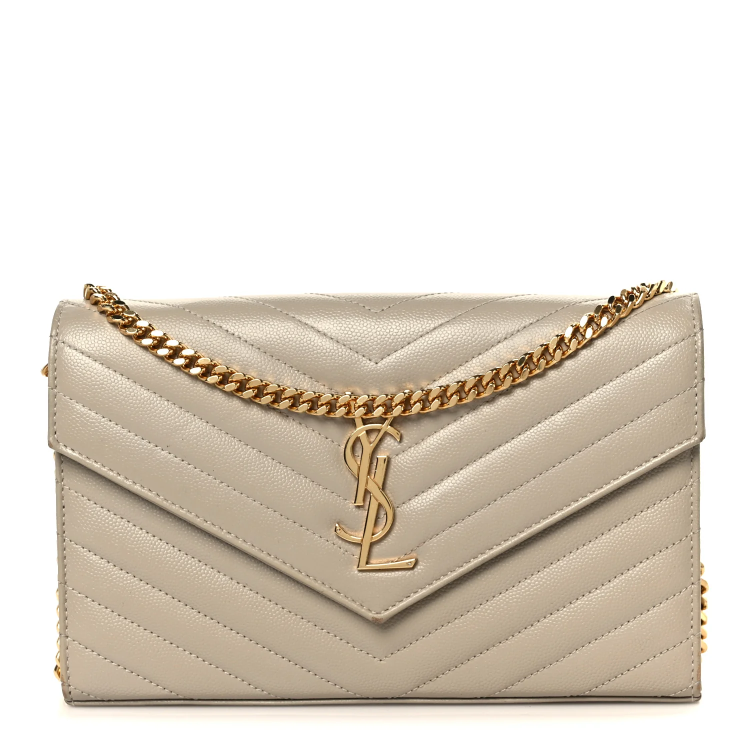 Grain De Poudre Matelasse Chevron Monogram Chain Wallet Sea Salt - Image 7