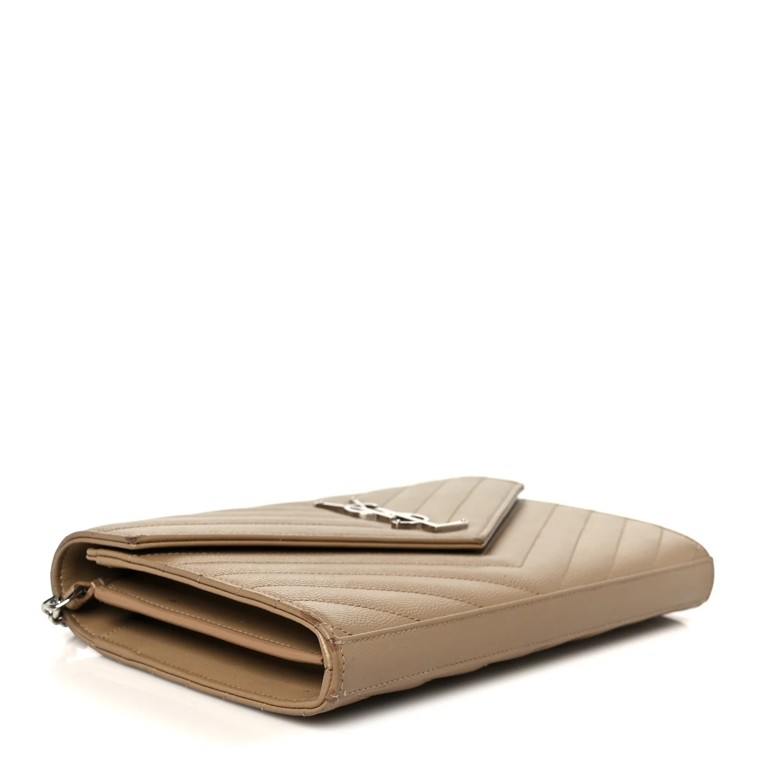 Grain De Poudre Matelasse Chevron Monogram Chain Wallet Taupe - Image 4