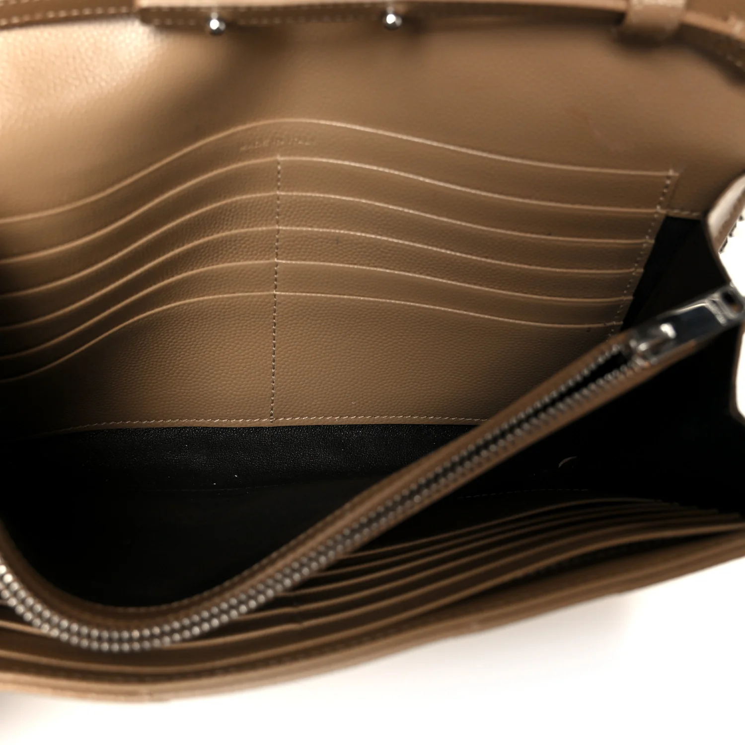 Grain De Poudre Matelasse Chevron Monogram Chain Wallet Taupe - Image 6