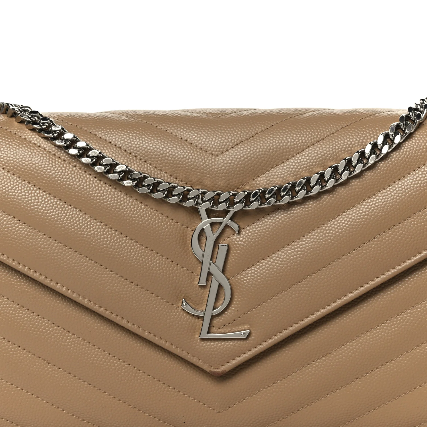 Grain De Poudre Matelasse Chevron Monogram Chain Wallet Taupe - Image 9