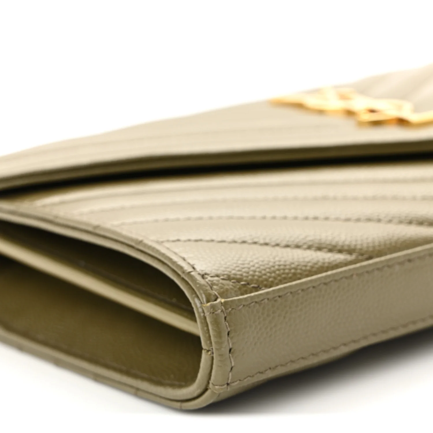 Grain De Poudre Matelasse Chevron Monogram Chain Wallet Vert Kaki - Image 8