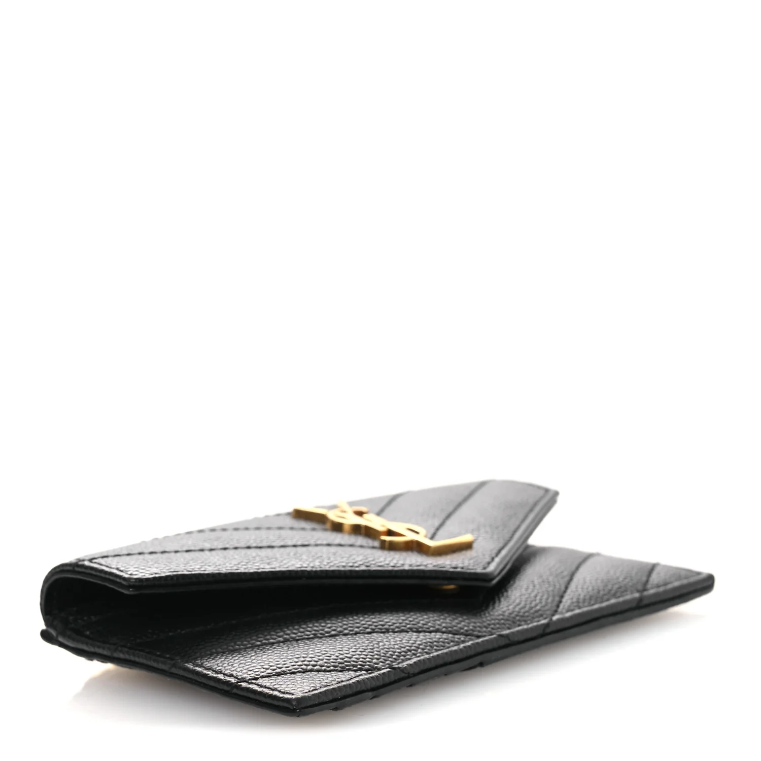 Grain De Poudre Matelasse Chevron Monogram Compact Wallet Black - Image 4