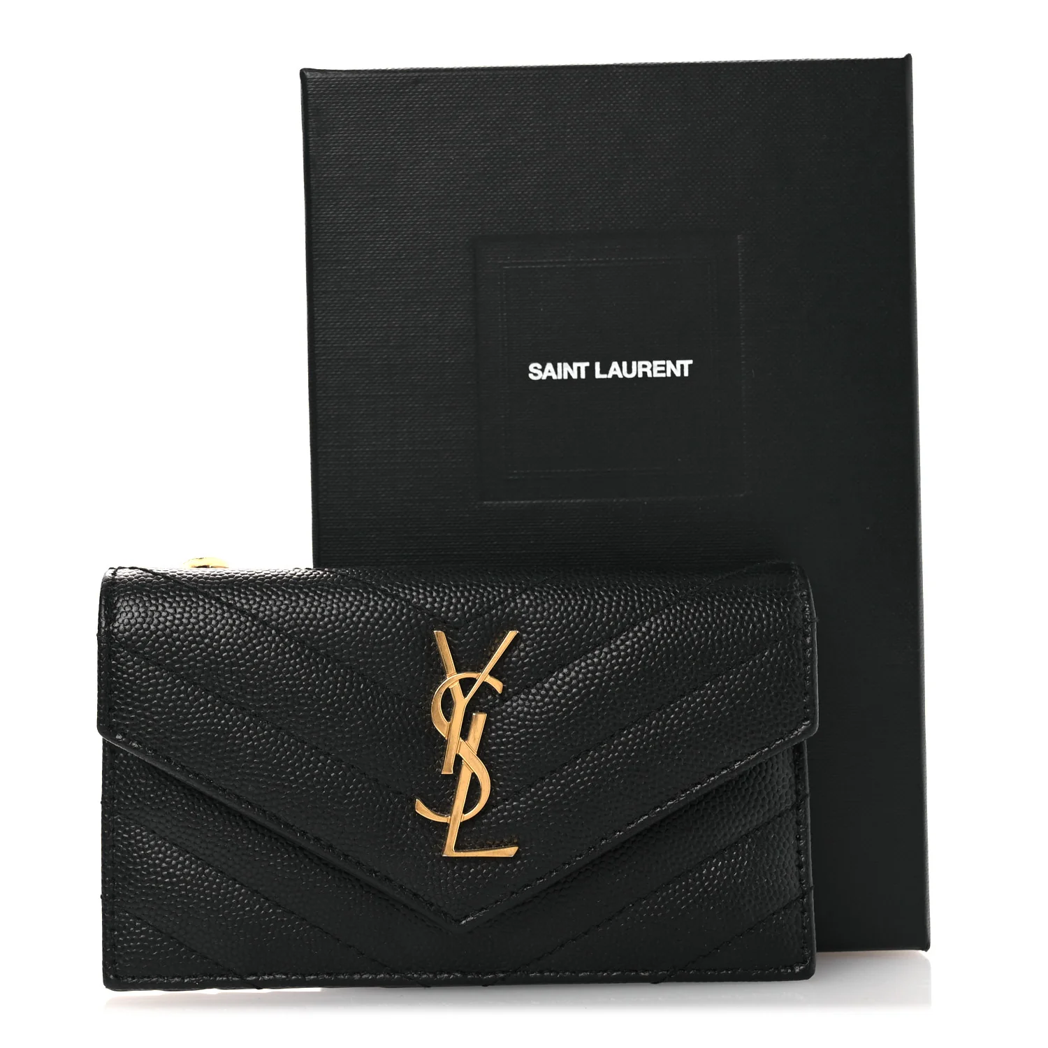 Grain De Poudre Matelasse Chevron Monogram Compact Wallet Black - Image 9