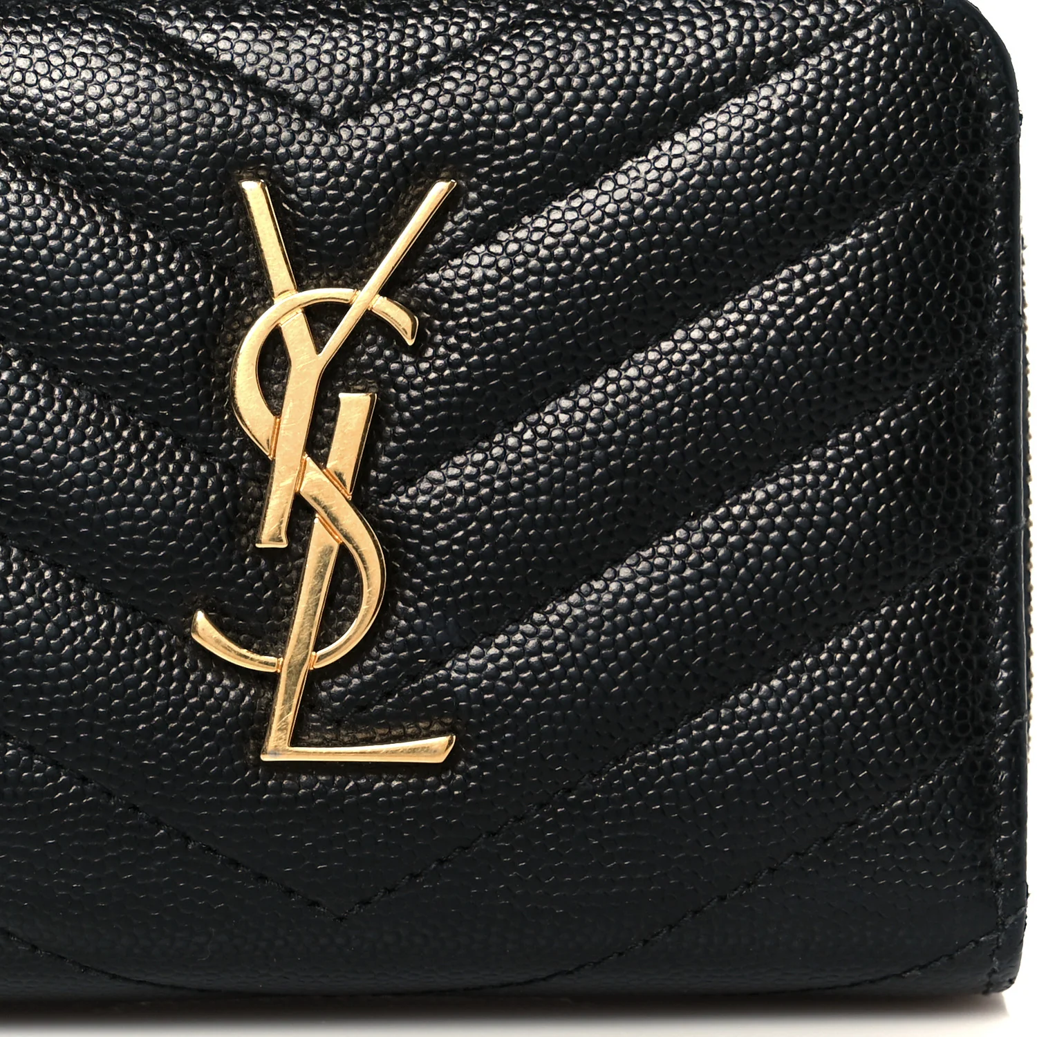 Grain De Poudre Matelasse Chevron Monogram Compact Zip Around Wallet Black - Image 10