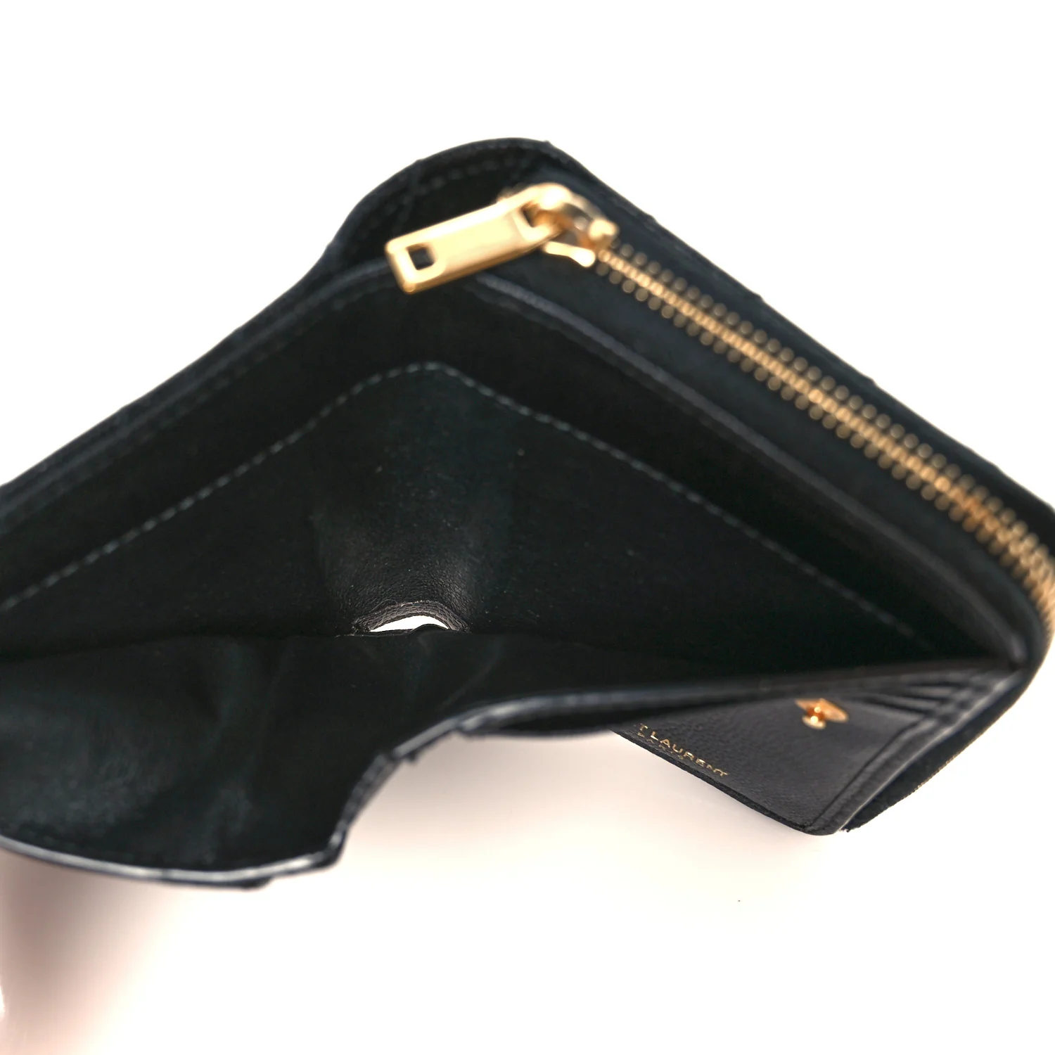Grain De Poudre Matelasse Chevron Monogram Compact Zip Around Wallet Black - Image 6