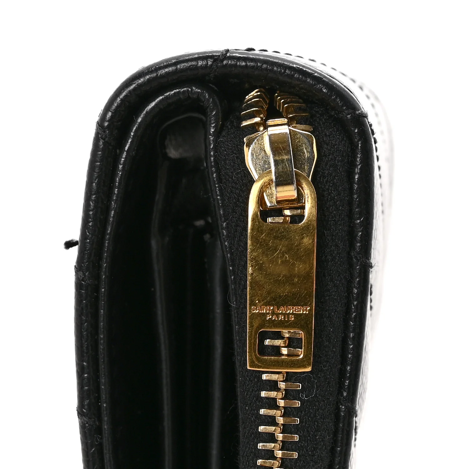 Grain De Poudre Matelasse Chevron Monogram Compact Zip Around Wallet Black - Image 9