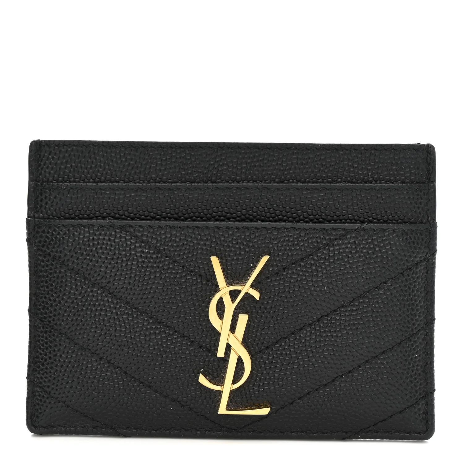 Grain De Poudre Matelasse Chevron Monogram Credit Card Case Black