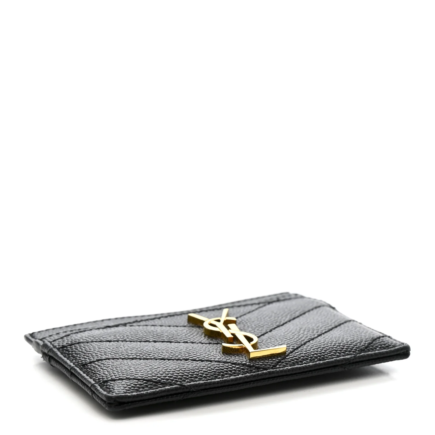 Grain De Poudre Matelasse Chevron Monogram Credit Card Case Black - Image 4