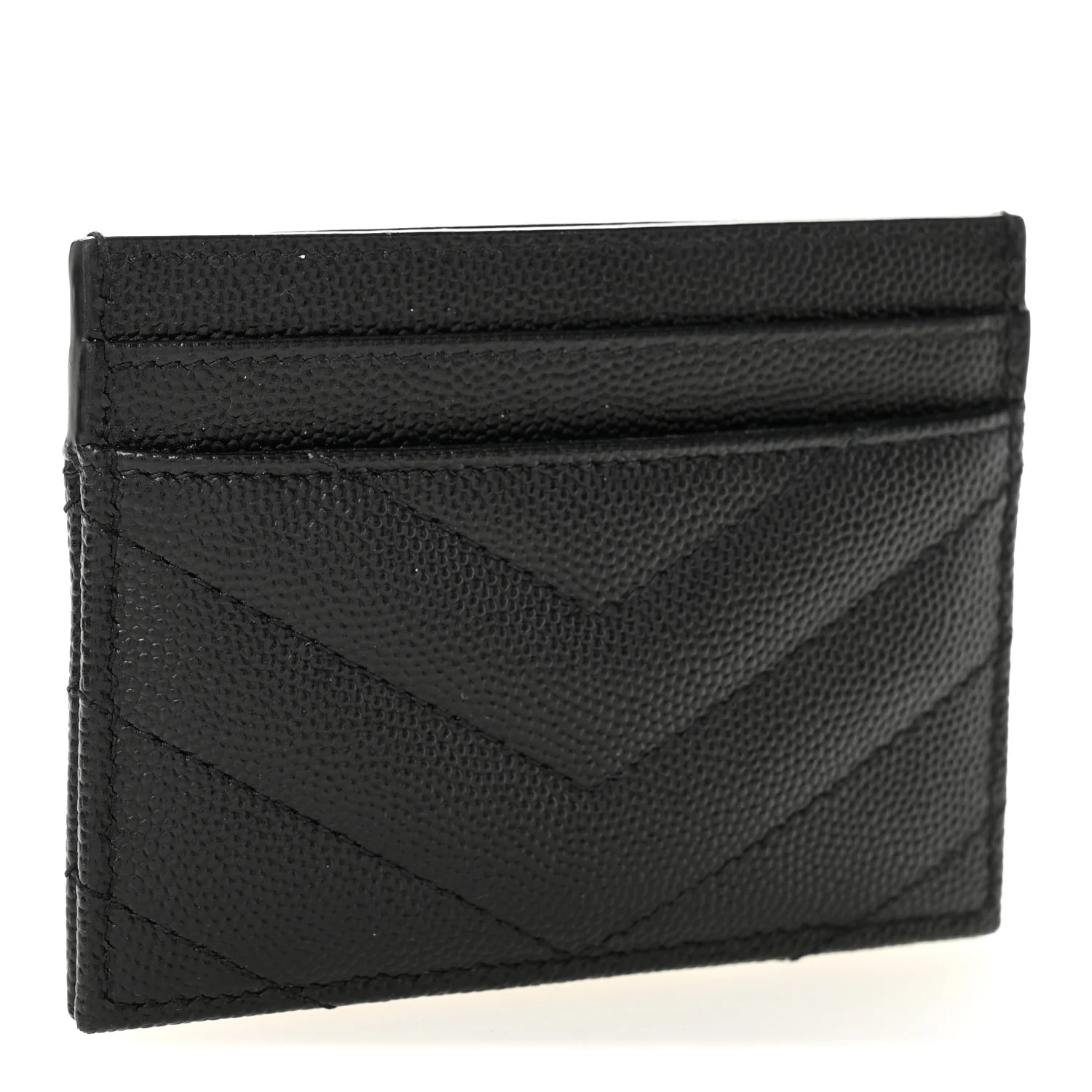 Grain De Poudre Matelasse Chevron Monogram Credit Card Case Black - Image 3