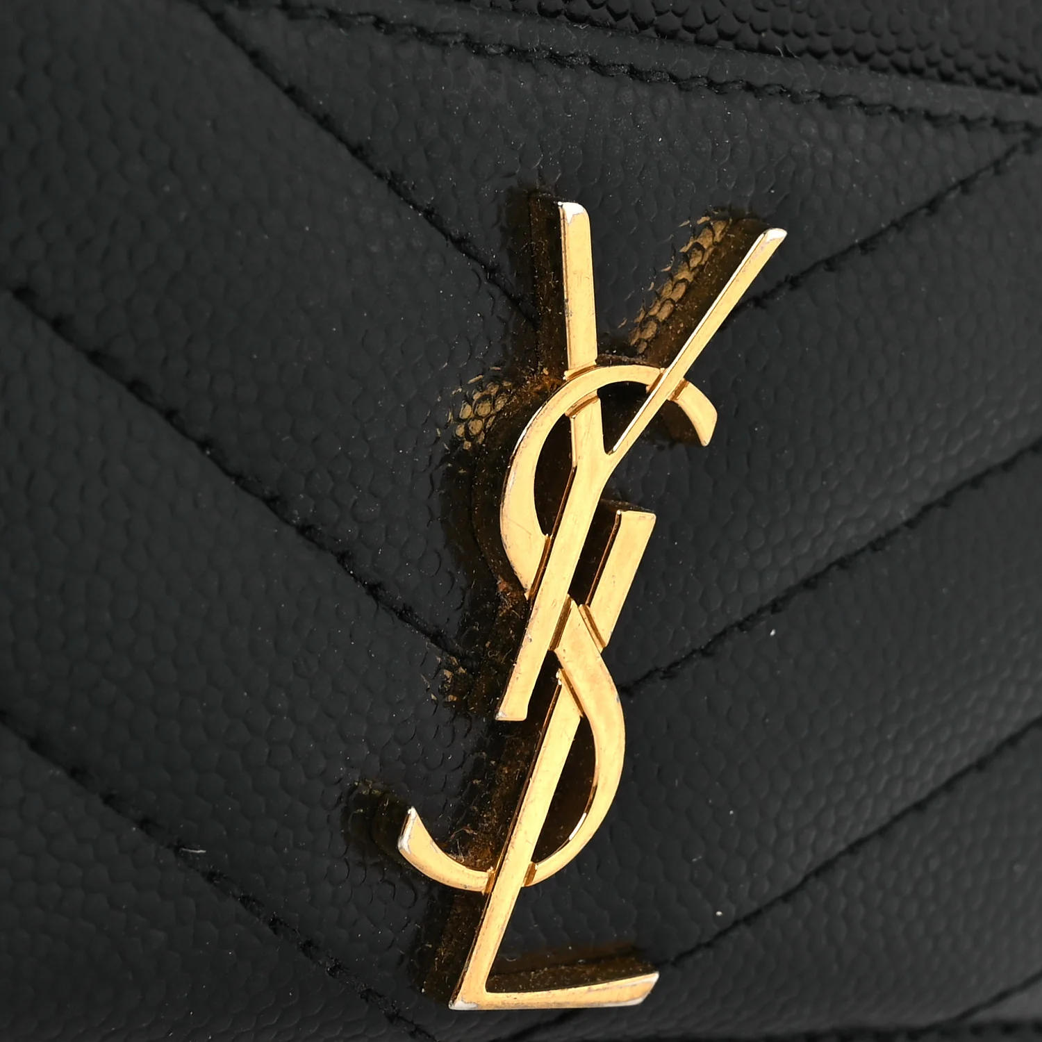 Grain De Poudre Matelasse Chevron Monogram Credit Card Case Black - Image 10