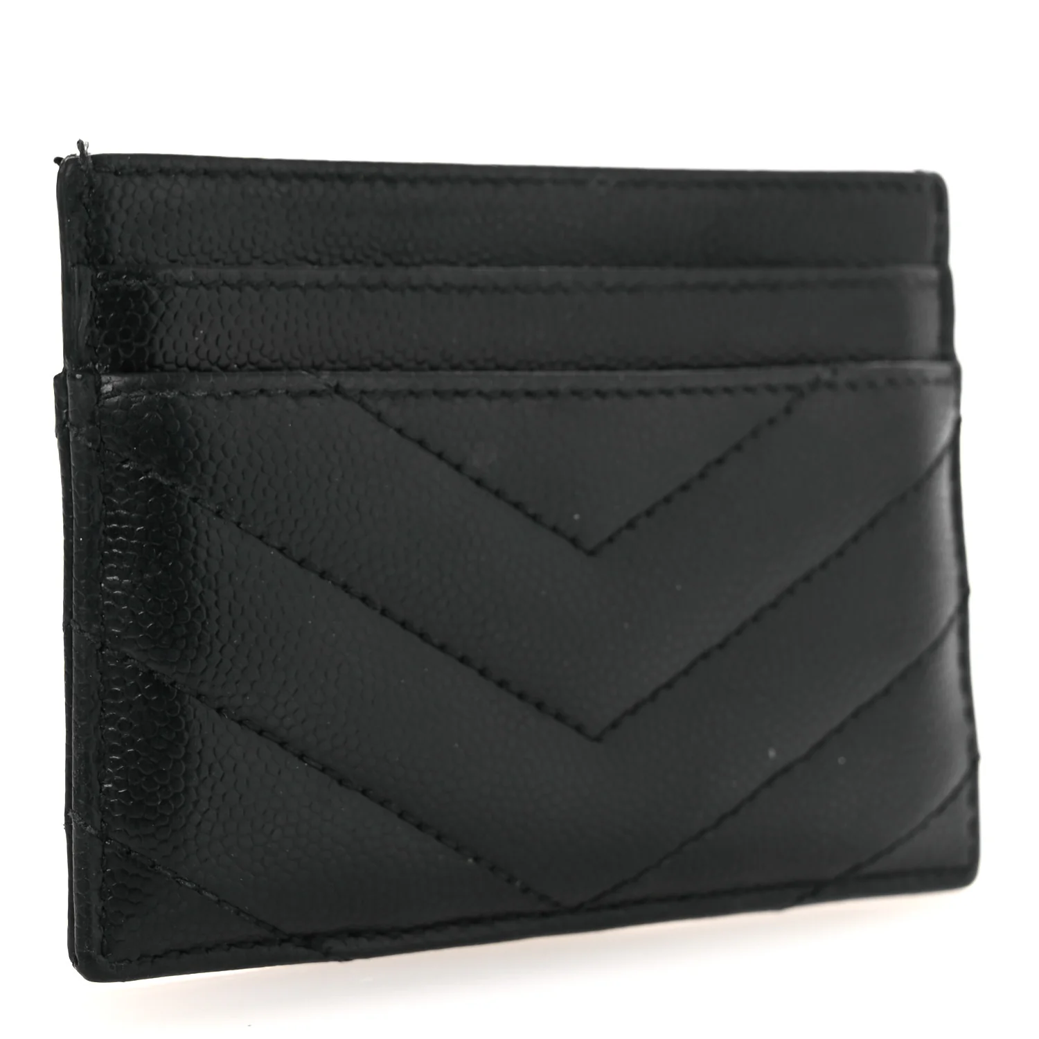 Grain De Poudre Matelasse Chevron Monogram Credit Card Case Black - Image 3