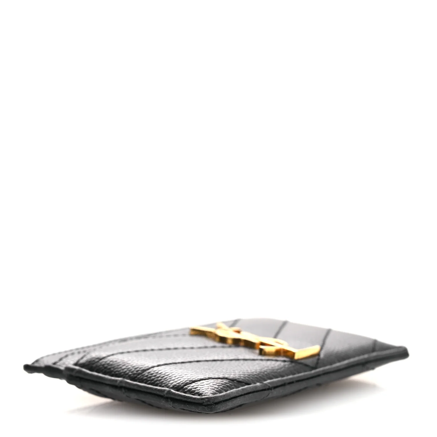 Grain De Poudre Matelasse Chevron Monogram Credit Card Case Black - Image 4