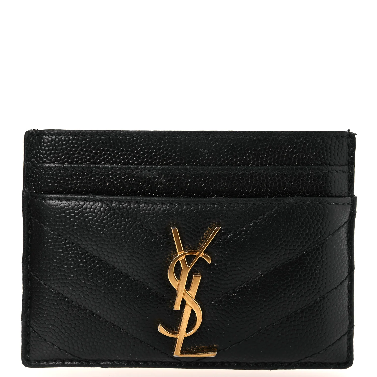 Grain De Poudre Matelasse Chevron Monogram Credit Card Case Black - Image 9