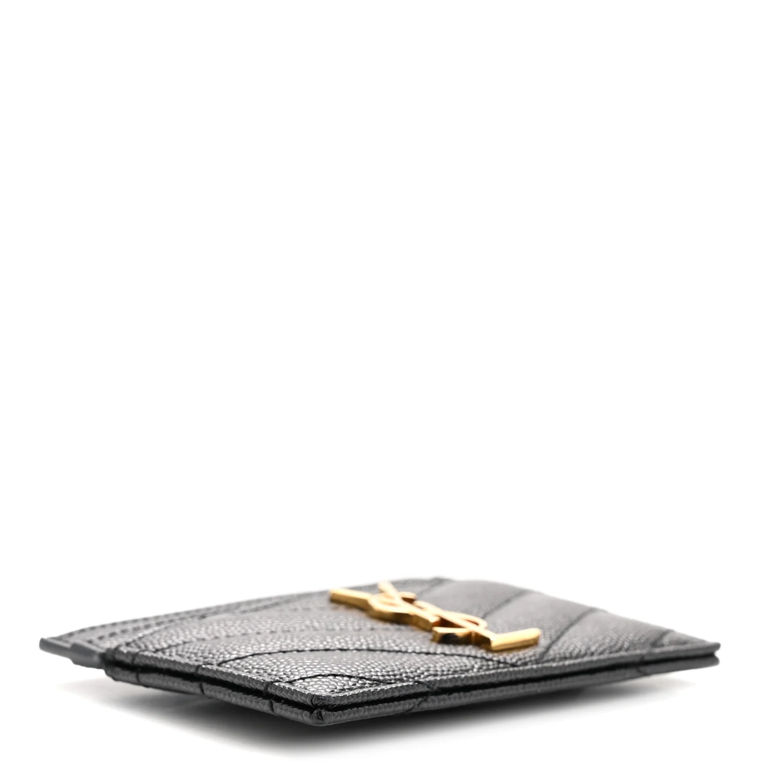 Grain De Poudre Matelasse Chevron Monogram Credit Card Case Black - Image 4