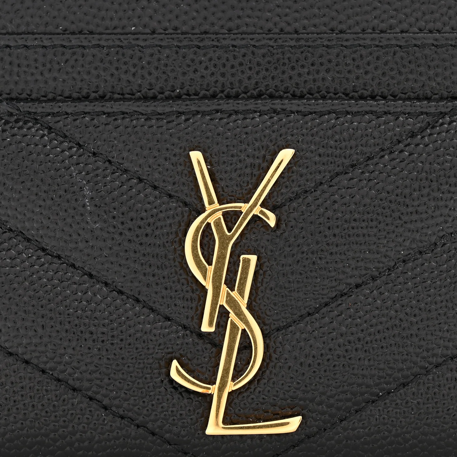Grain De Poudre Matelasse Chevron Monogram Credit Card Case Black - Image 9
