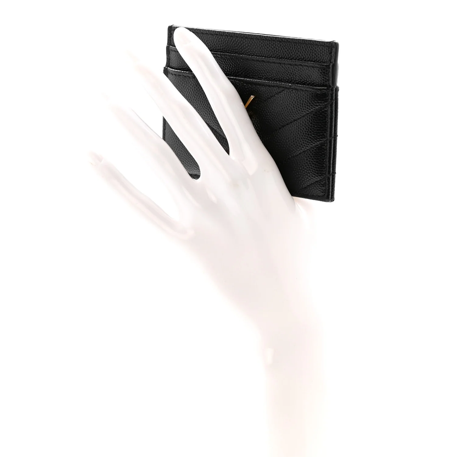 Grain De Poudre Matelasse Chevron Monogram Credit Card Case Black - Image 2
